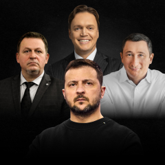 Ексзаступника міністра оборони Вʼячеслава Шаповалова,  голова Фонду державного майна України у 2019–2021 роках Дмитро Сенниченко, колишній віцепрем'єр Олексій Чернишов, президент України Володимир Зеленський. /колаж Анастасія Савеленко, фото armyinform.com.ua