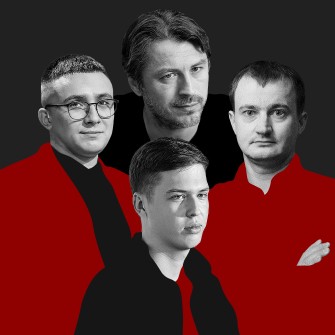 Сергій Стерненко, Сергій Притула, Ігор Лаченков (внизу), Тарас Чмут, керівник «Повернись живим». /Ілюстрація Олександра Карасьова