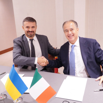 Засновник інвесткомпанії EFI Group Ігор Ліскі та Леопольдо Кастіелла, керівник відділу архітектурного скла в NSG Group /пресслужба EFI Group