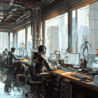 Цифровізація бізнесу, автоматизація бізнес-процесів, технології для бізнесу /Изображение сгенерировано ИИ Midjourney в соавторстве с Анной Наконечной