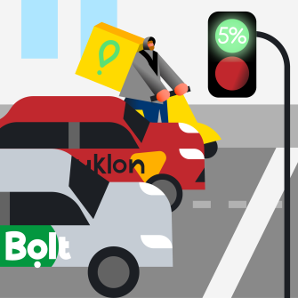 Bolt, Uklon, Glovo /иллюстрация Илья Колесник для Forbes Ukraine