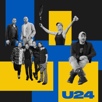 Амбассадоры UNITED24: голливудский актер Лив Шрайбер, футболист Андрей Шевченко, теннисистка Элина Свитолина, музыкальная группа Imagine Dragons и креативный директор бренда Balenciaga Демна Гвасалия /Иллюстрация Александра Карасева