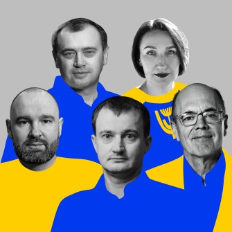 Олександр Конотопський, Алекс Ліссітса, Тарас Чмут, Юлія Бадрітдінова та Герхард Бьош /Ілюстрація Олександра Карасьова