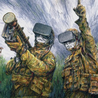 Симулятор – це ноутбук із софтом, проєктор та макет зброї, з якої треба влучити у ціль на екрані. Єдина відмінність від справжнього тиру – стріляє не кулями чи снарядами, а лазерними променями. /Мітя Фєнєчкін для Forbes Україна