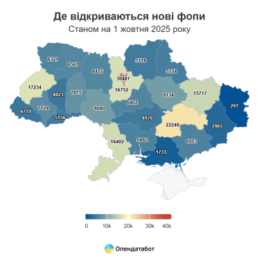 Чистий приріст ФОПів у третьому кварталі склав 33 361 підприємець – дослідження «Опендатабот» /Фото 1