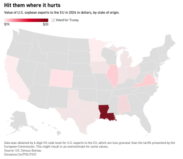 Євросоюз у відповідь на мита США націлився на «червоні» штати. Politico дізнався деталі /Фото 1