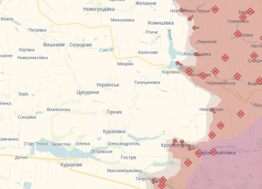 Наступление России на Карловку из Красногоровки и на Курахово. /Deep State Map