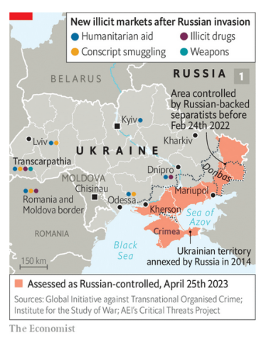 Нові центри незаконної торгівлі в Україні /Скріншот зі статті The Economist