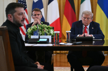 Володимир Зеленськи Еммануель Макрон Дональд Трамп /Getty Images