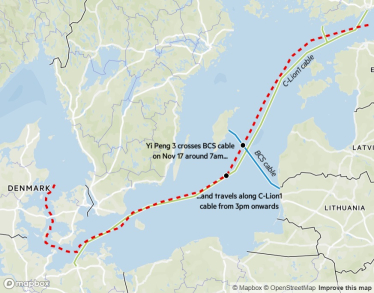 Швеція розслідує можливу причетність китайського судна до обриву кабелів у Балтійському морі