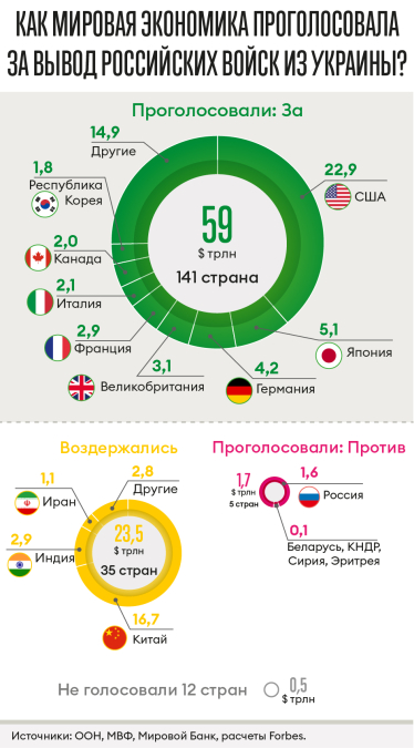 70% мировой экономики проголосовало за вывод российских войск. Против, кроме России, – 0,1% /Фото 1
