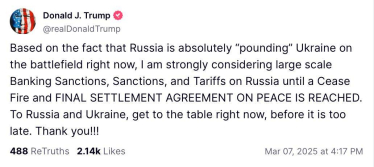 Трамп угрожает России масштабными санкциями и пошлинами /Фото 1