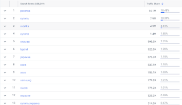 Запросы, по которым украинцы приходят в интернет-магазины (на примере Rozetka).