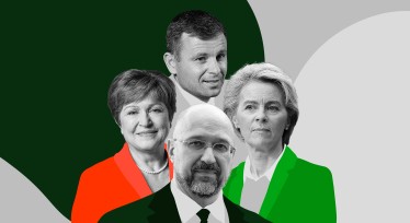 Денис Шмигаль, Крісталіна Георгієва, Урсула фон дер Ляєн та Сергій Марченко /Getty Images/Коллаж Александра Карасева