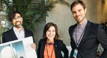 Основатели Near Space Labs Игнаси Юк, Рема Матевосян и Альберт Кубет собираются делать карты мира с помощью дешевых, экологических стратосферных воздушных шаров. Фото NEAR SPACE LABS