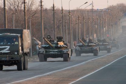 Російська військова техніка на шляху до Маріуполя, 23 березня 2022 року. /Фото Getty Images
