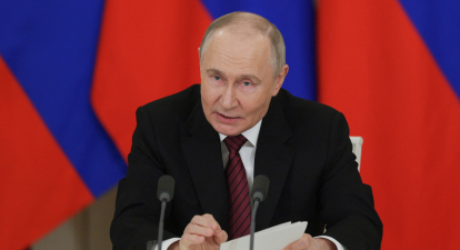 Володимир Путін виступає перед представниками ЗМІ. Кремль, 11 травня 2025 року /Getty Images