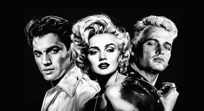 Елвіс Преслі, Мерилін Монро, Арнольд Палмер /Изображение сгенерировано ИИ Midjourney в сооавторстве с Александрой Карасевой