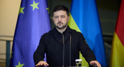 Володимир Зеленський на брифінгу в Берліні 15 грудня 2025 року /Офіс президента України