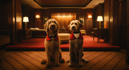 Готелі для собак /Изображение сгенерировано ИИ Midjourney в сооавторстве с Александрой Карасевой