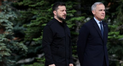 Президент України Володимир Зеленський та прем’єр-міністр Канади Марк Карні на саміті G7 /Getty Images