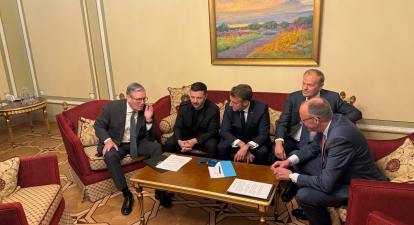Зліва направо: Кір Стармер, Володимир Зеленський, Емманюель Макрон, Дональд Туск, Фрідріх Мерц /пресслужба МЗС