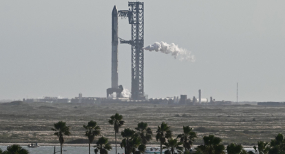 Космічний корабель SpaceX Starship на стартовому майданчику на базі Starbase у Бока-Чіка, штат Техас, США. /Getty Images