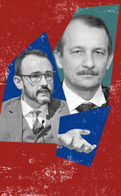Михаил Кофман, директор программы исследования России Центра военно-морской аналитики CNA, и Сергей Алексашенко, экономист, соучредитель Фонда Бориса Немцова «За свободу». Фото Yuri Timofeev/RFE-RL/csis.org Иллюстрация Анна Наконечная