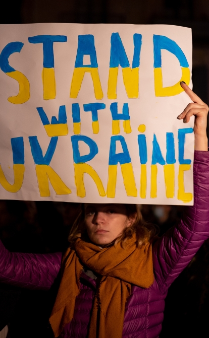 Протесты 25 февраля в Барселоне против войны в Украине.