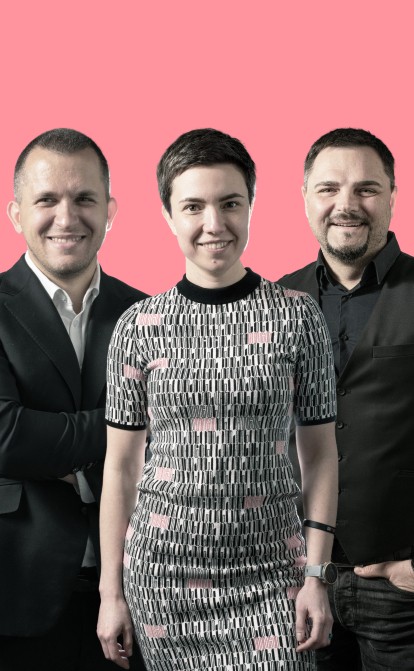 Слева направо: Антон Рубан, Алексис Анцюнас и Виталий Иванов, основатели Spell /Александр Чекменев