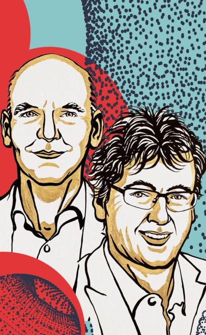 Бенджамин Лист и Дэвид Макмиллан получили Нобелевскую премию по химии за независимые эксперименты по ускорению химических реакций с помощью органических молекул. Иллюстрация Ill. Niklas Elmehed © Nobel Prize Outreach/Shutterstock/Анна Наконечная