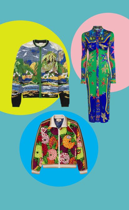 Бомбер SAINT LAURENT, бомбер Gucci, платье Versace. /официальные источники/коллаж Forbes