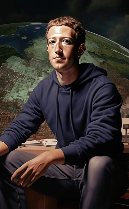Марк Цукерберг, засновник і гендиректор Facebook/Meta /Зображення згенеровано ШІ Midjourney в співавторстві з Анною Наконечною