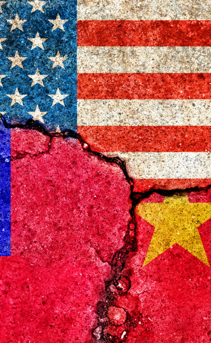 Ілюстрація прапорів США, Китаю та Тайваню (фото - GettyImages) /Getty Images