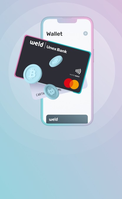Weld Money та Unex Bank Томаша Фіали створили банківську картку з прив'язкою до криптовалюти та амбіційно хочуть залучити понад пів мільйона клієнтів. /Ілюстрація Олександра Карасьова