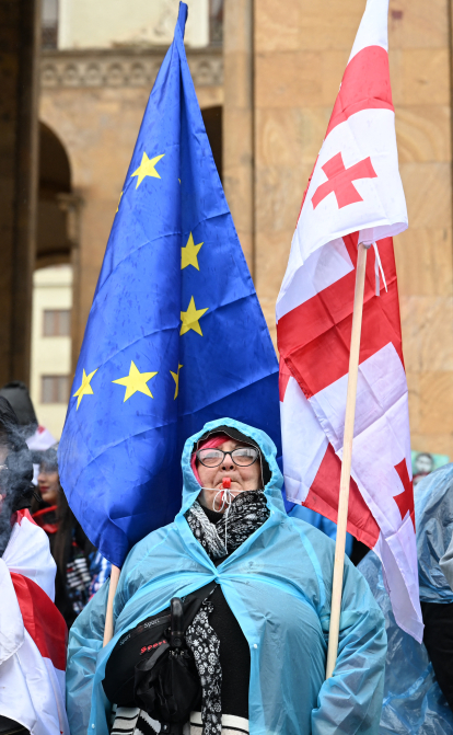 Перед голосованием за документ около 1000 протестующих пикетировали здание парламента Грузии /Getty Images