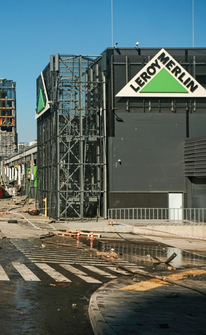 A Russian rocket left the  86 000 square metre Retroville department store, Sport Life fitness club and a business centre in ruins. Its employees worked on-site when the shelling happened. At least eight people were killed. Courtesy of Getty images /Getty Images