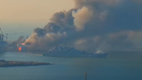 24 березня Військово-морські Сили України у ході завдання удару по зайнятому окупантами порту в Бердянську було знищене великий десантний корабель «Саратов»