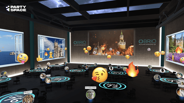 Джерело: Party.Space. Лаунж-кімната на івенті IT-компанії OBRIO із зображенням Кремля, що палає