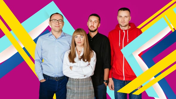 Основатели Rentberry. Cлева направо: Алексей Любинский, Лилия Остапчук, Денис Голубовский и Арсен Костенко. Иллюстрация Shutterstock/Анна Наконечная