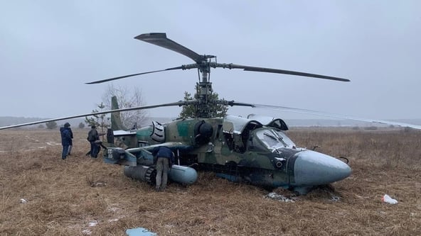 Російський гелікоптер підбитий в Україні.