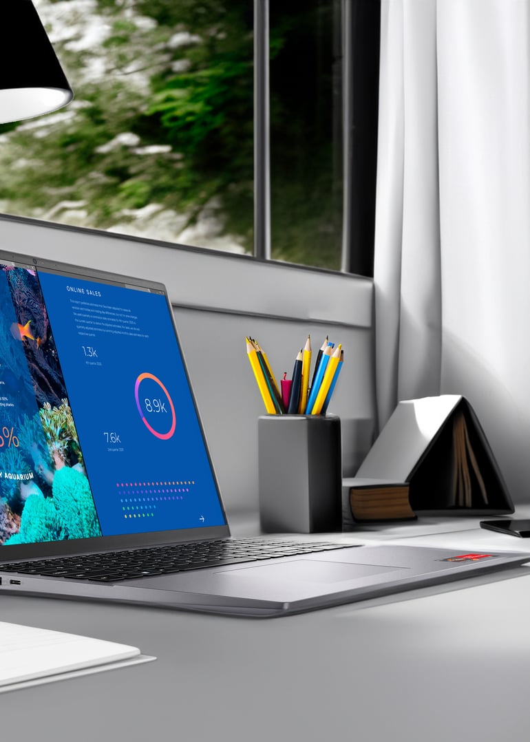 Dell Vostro 5635 оснащений 6-ядерним процесором AMD Ryzen™ 5 7530U з тактовою частотою 2,0 (4,5) ГГц, що забезпечує чудові можливості багатопоточності у щоденній роботі.