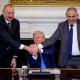 Ільхам Алієв, Нікол Пашинян та Доальд Трамп у Вашингтоні 8 серпня 2025 року /Getty Images