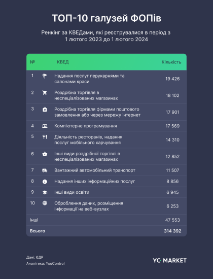 Українці торік відкрили рекордну кількість ФОПів. Їхня кількість перевищила 314 000 /Фото 2